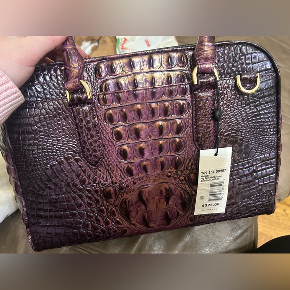 Brahmin Shimmering Purple Crocodile Satchel - Picture 6 of 11